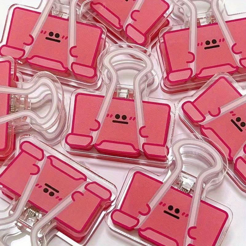 Cute Cartoon Paper Clips Colorful Acrylic Office Plastic Document Clips New Multifunctional Long Tail Journal Bill Clamps 6pcs