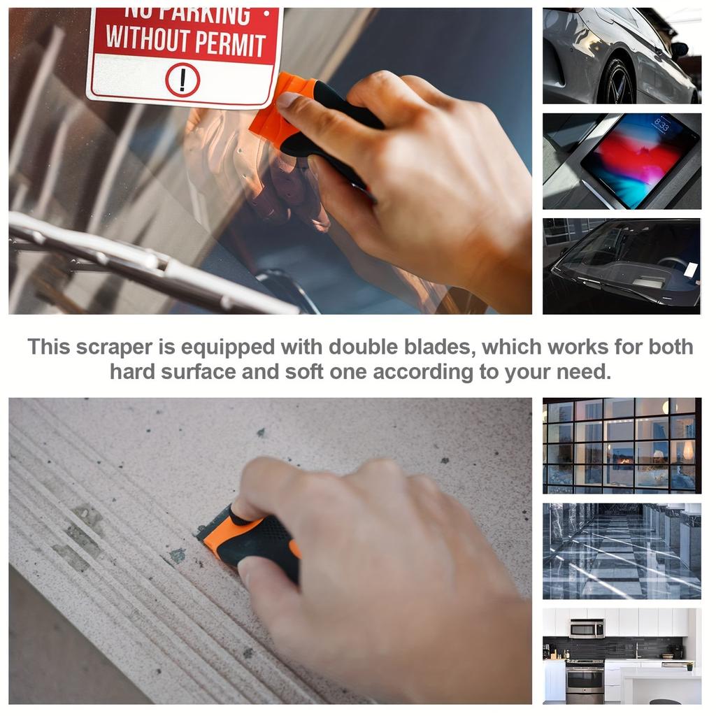 21pcs Razor Blade Scraper Double Edge Razor Scraper Remover Tool with Razor Blades for Labels Stickers Decals Removal Tint Vinyl