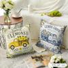 Summer Lemon Car Cushion Cover Natural Linen Organic Fabric Double-Sided Printing Breathable Perfect For Home Decor