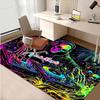 1PC Custom Name "Neon Skull DJ Party" Theme Floor Mat Ideal for Living Room, Game Rooms, Office, Bedroom,Floor Mat Playful Design