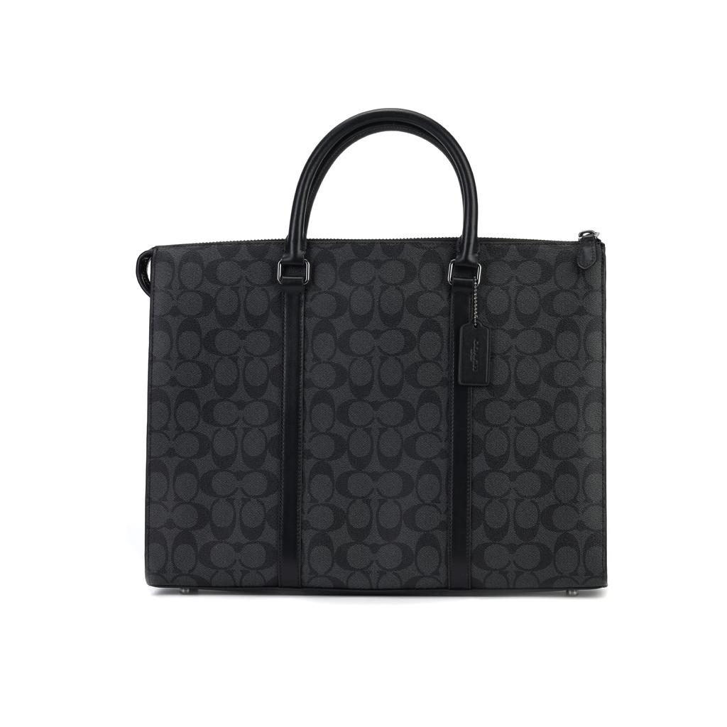 COACH Graham PVC Briefcase, Portable Crossbody Bag, Shoulder Bag Large Men's Black CE440-QBCHR