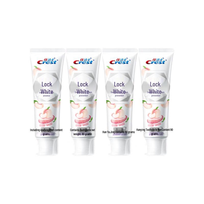 

Crest Dual Lock White Peach Toothpaste 4x90g with Tissues