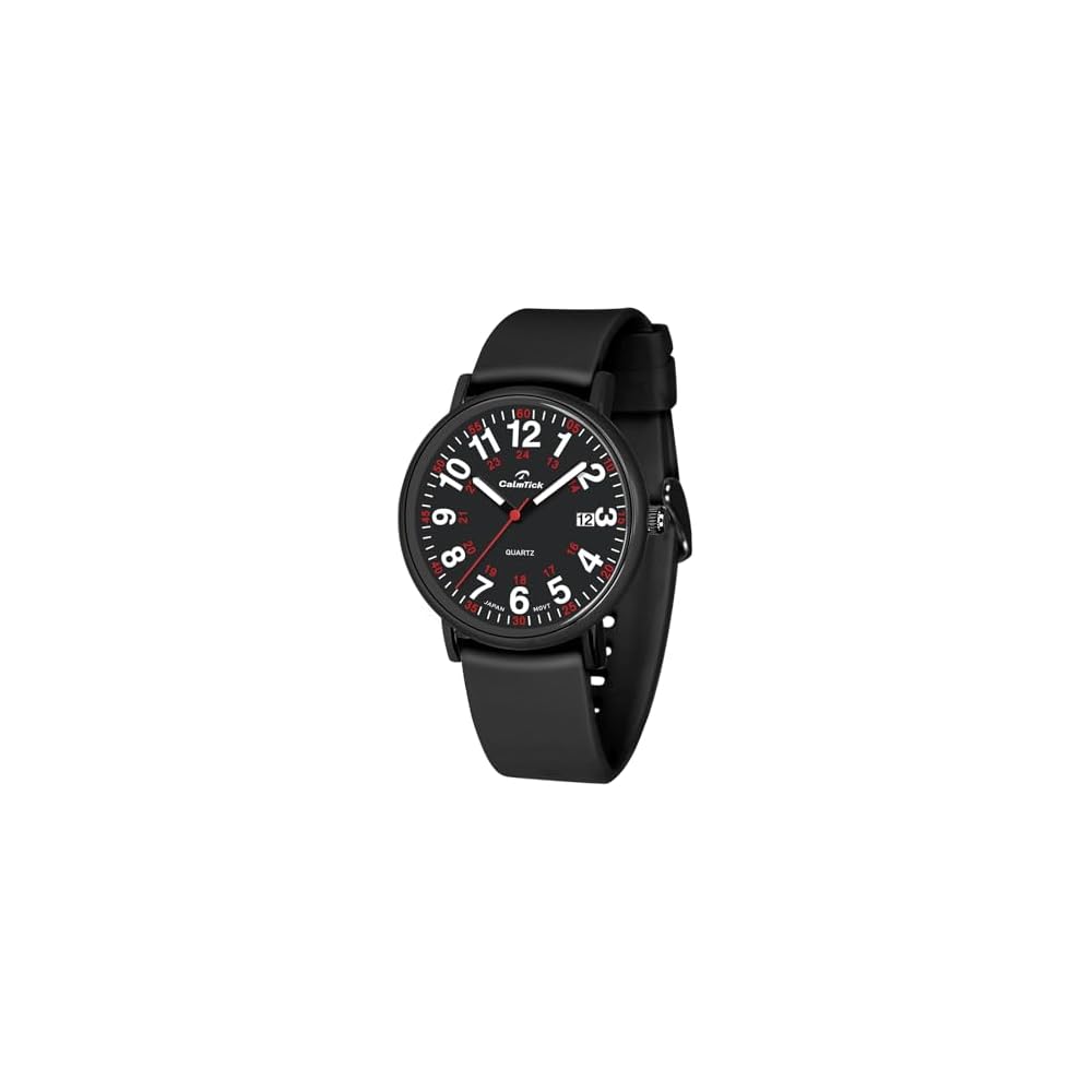 CalmTick Nurse Watch Analog Simple Stylish Waterproof 3ATM Luminous for Students Black