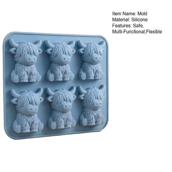 Highland Cow Ice Cube Mold Silicone Ice Cube Tray for Whiskey Glasses Large Animal Shape Slow Melting Ice Cubes Maker Fun Party Drink Accessory