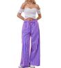 2024 Women's European & American Casual Striped Low Waist Wide Leg Drawstring Multi-Pocket Pants