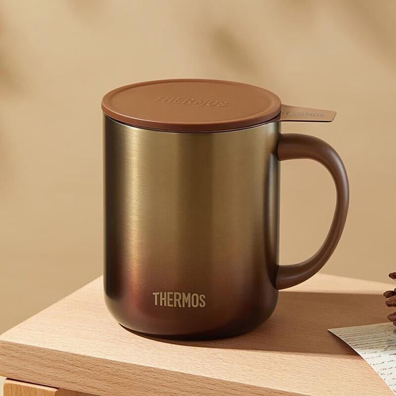 THERMOS TEMC Gold-Lined Ceramic Tea Mug with Titanium Filter