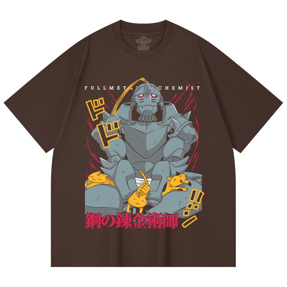 T-shirt Unisex in Cotone Pesante 230 g/m² 100% Cotone con Stampa Fullmetal Alchemist V4 Alphonse