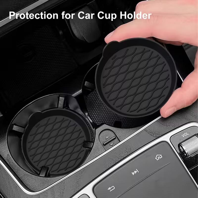 2-Piece Silicone Car Coasters – Non-Slip Heat-Resistant Interior Accessories Gray Black Options Cup Holders 5