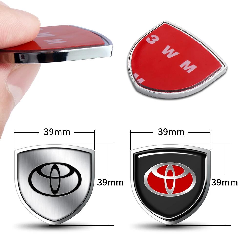 Car Styling 3D Meta Auto Door Shield Emblem Car Body Badge 3D Sticker For Toyota Corolla Yaris Chr Auris RAV4 Land Cruiser Camry