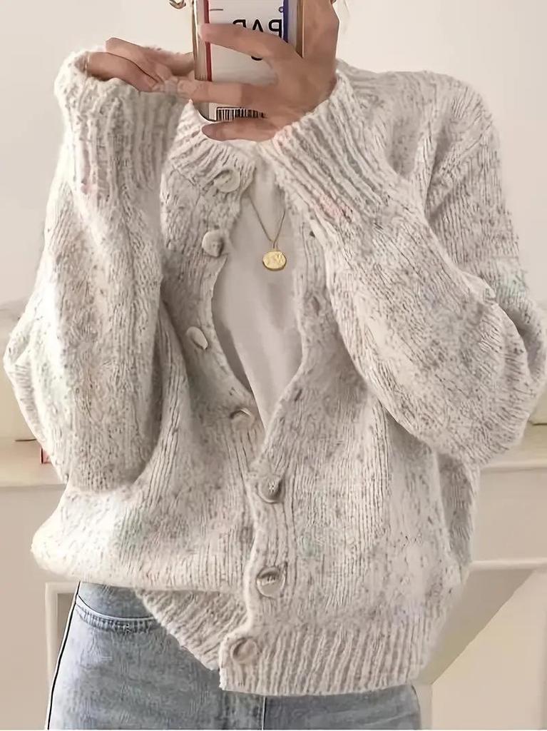 Korean New Arrival: Age-Defying Color Block Dot Women's Knitwear Sweater Cardigan
