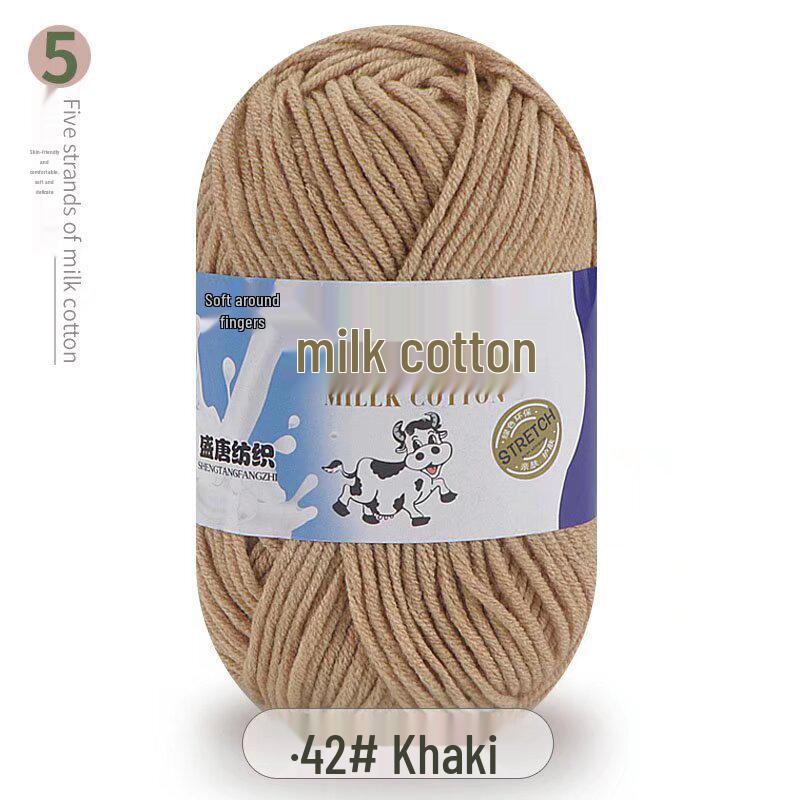 Five-Strand Milk Cotton Yarn for Crochet: Medium-Thick, Hand-Knitted DIY Kit for Dolls, Shoes, Scarves.