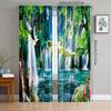 2pcs- Simulated Landscape Polyester Curtains, Pole Bag Curtains 42 * 84, for Bedroom, Living Room and Family Room Decoration