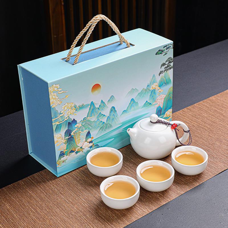 Ceramic Kung Fu Tea Set Company Opening Annual Meeting Souvenir Business Gift Printing