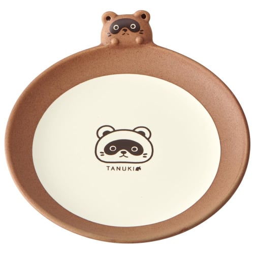 Skater Die-Cut Medium Plate, 16cm, Ceramic, Cute Tanuki Animal Print, CHPL16D-A