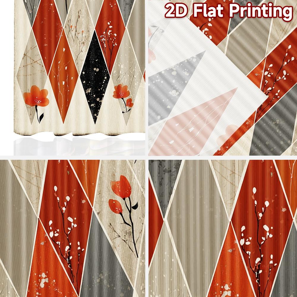 2D-Flachdruck, 2-teilige Vorhänge (Ohne Stange) Geometrisches Blumenmuster Valentinstag ist Tag Festival Schicker Druck Vorhänge Langlebig