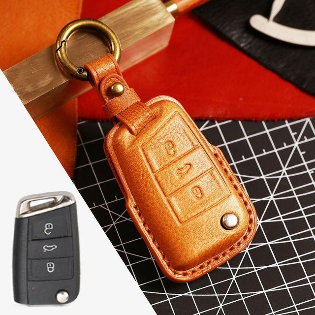 Leder Autoschlüssel Hülle Abdeckung Schlüsselanhänger Zubehör für Volkswagen Vw Golf 7 CC 280 330 Touran Lamando Sportsvan Passat Schlüsselanhänger Halter