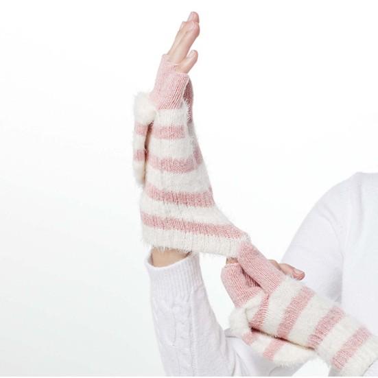 1 para rękawic zimowych o delikatnej teksturze, wygodne, utrzymujące ciepło, zimowe rękawice bez palców z odpinanymi palcami do szkoły