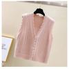 v neck sleeveless knitted cardigan sweater vest for women early autumn new fashion loose short tank tops loose casual solid color elegant clothing