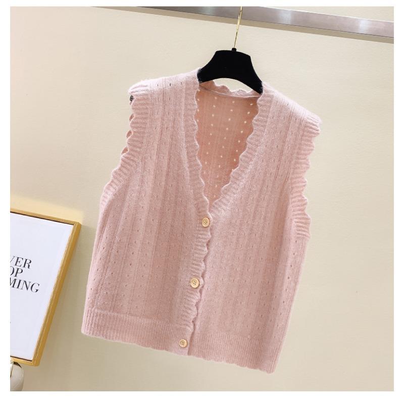 v neck sleeveless knitted cardigan sweater vest for women early autumn new fashion loose short tank tops loose casual solid color elegant clothing