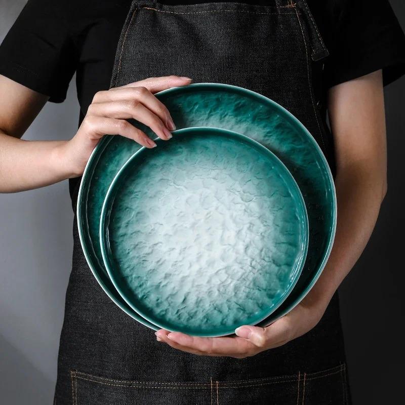 Creative Gradient Ceramic Steak Plate Dessert Plate Pasta Plate Sushi Plates Serving Plates Restaurant Specialty Tableware