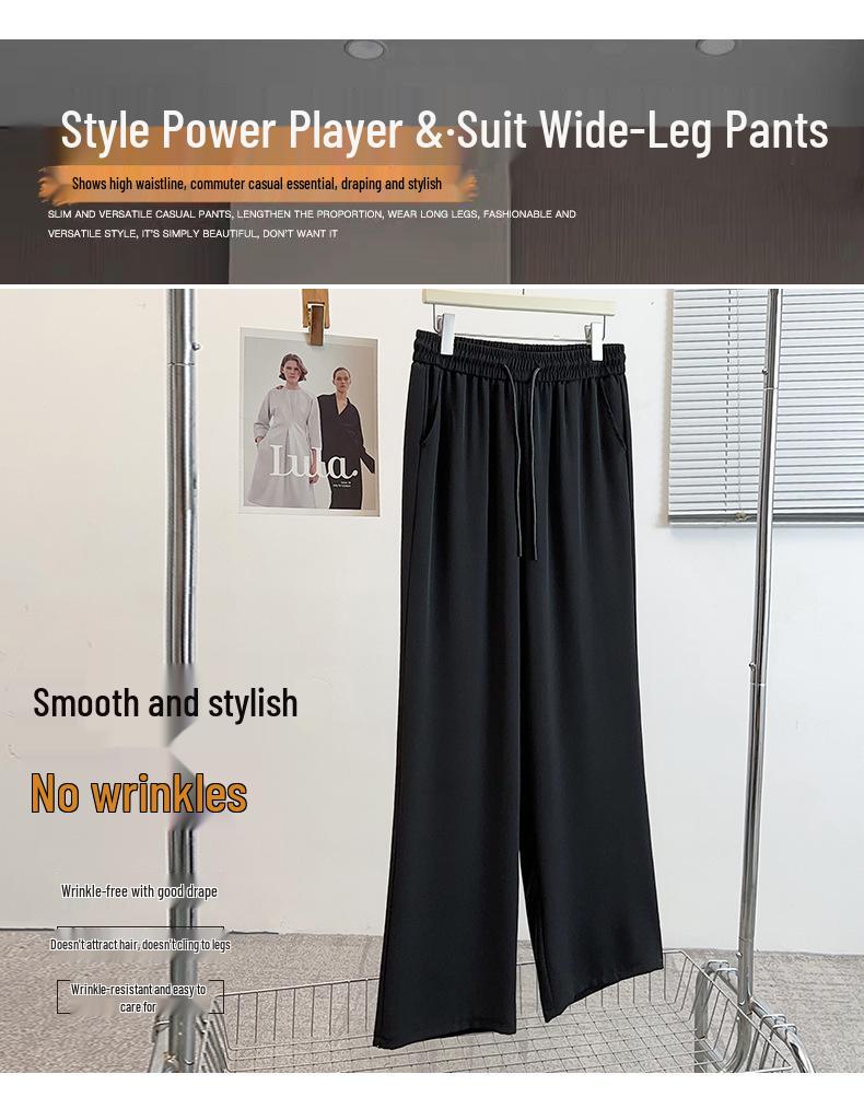2025 Women's Plus Size High Waist Slimming Straight-Leg Floor-Length Casual Suit Pants