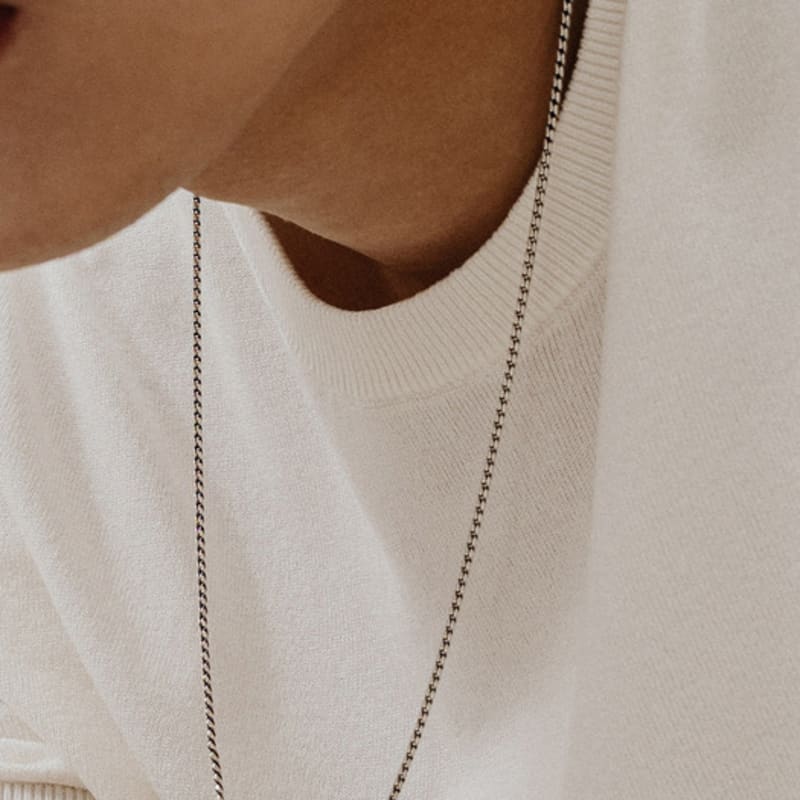 

TOU NPM003 Curve Press Chain Necklace Silver