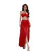 Women's Swimwear Red Two-piece Bikini with A Long Skirt – Flattering Stunning and Sexy Perfect for Beach Holidays and Spa Breaks