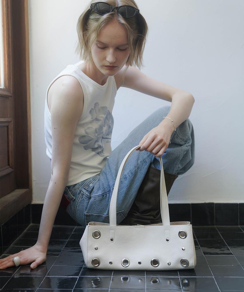 Heeari Haze Eyelet Leather Mini Bag_Ivory
