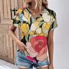 Fashion Women's T-Shirts Fashion Tops V-Neck 3D Floral Print T Shirt Female Short Sleeve Top Casual Tees Summer Oversized Clothing