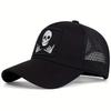 Cotton Unisex Skull Mesh Cap With Embroidery For Summer Outdoor Wear