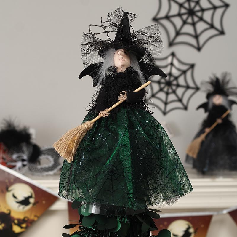 Décorations de poupée de maison hantée de haute qualité Décorer les accessoires Arbre Top Star Witch Doll Décorations d'Halloween Festival fantôme