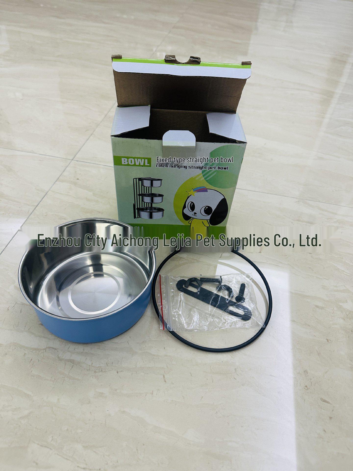Anti-Tip Stainless Steel Hanging Dog Bowl for Cages синий