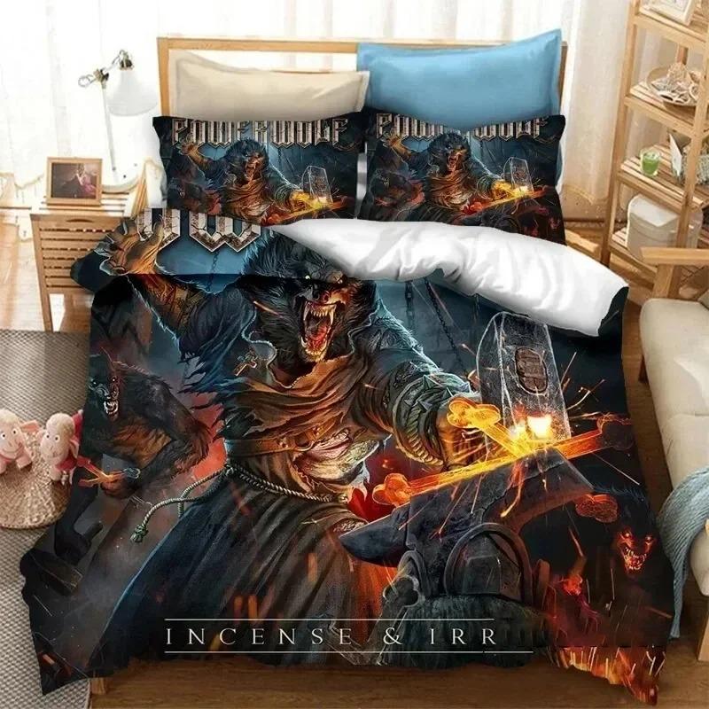 3D Print Powerwolf Band Bedding Set Duvet Cover Bed Set Quilt Cover Pillowcase Comforter King Queen Size Boys Adult Bedding Set