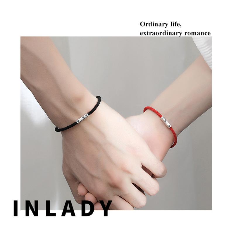 S925 Sterling Silver I Will Have You for The Rest of My Life, Couple Bracelet, Male and Female Pair, Red Rope Bracelet for The Year of Birth