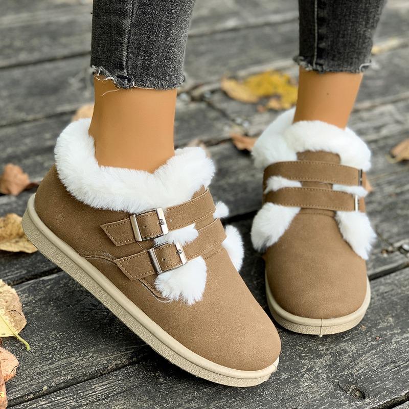 Women's Fleece-Lined Slip-On Loafers – Fuzzy Warm Lining, Flat Sole, Cozy Winter Snow Boots