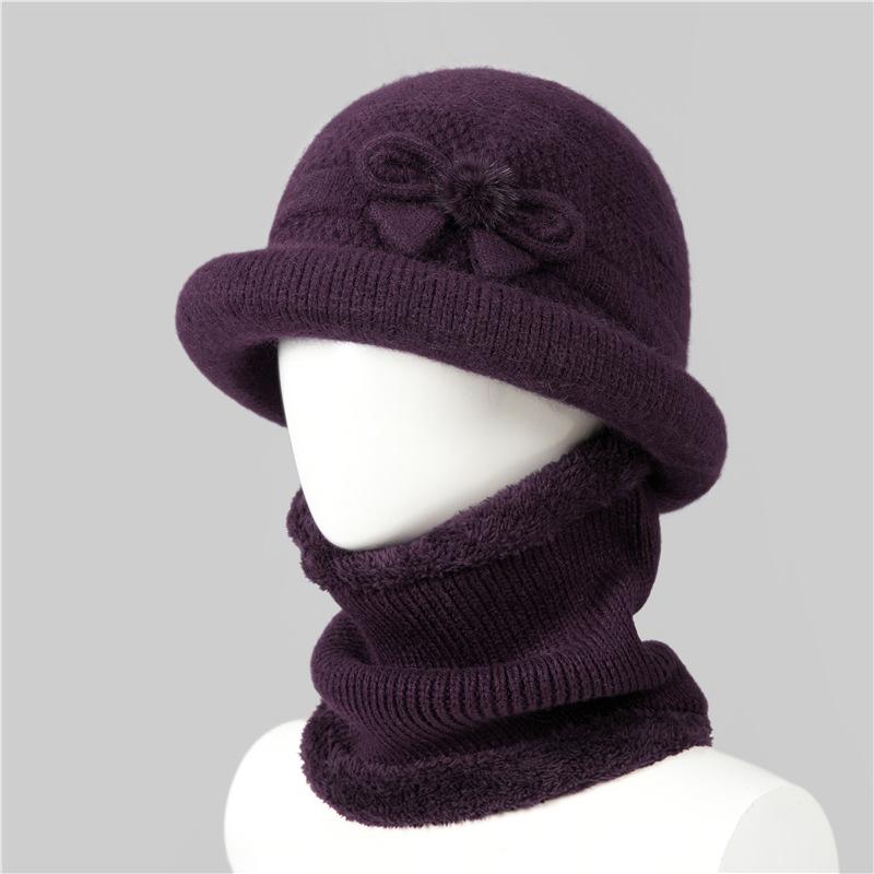 Ji Grandma Hat Warm Rabbit Fur Hat Female Old Lady Mother Hat Fleece Basin Hat