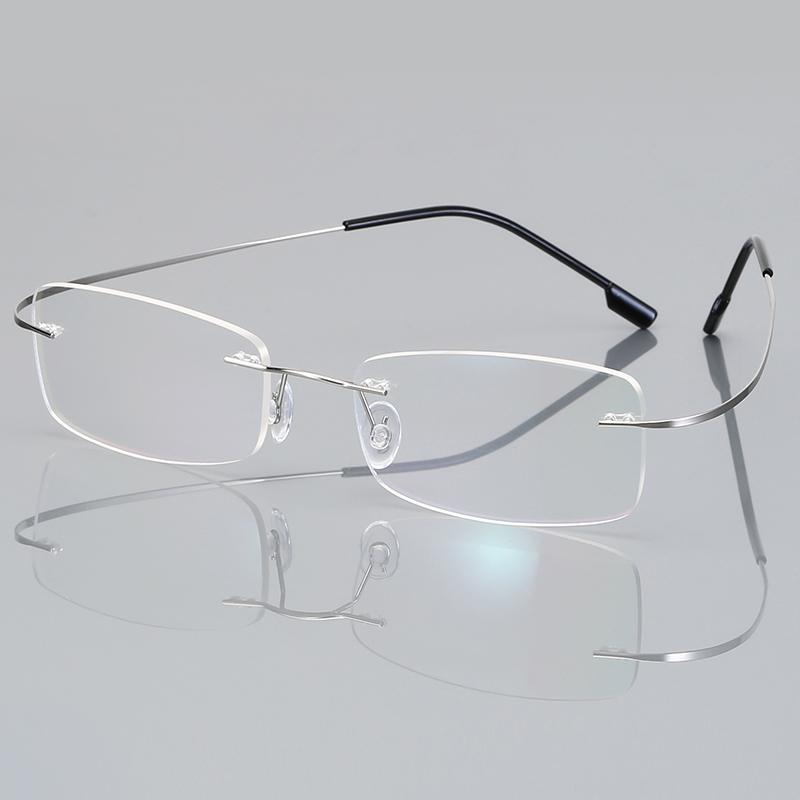 Ultra-light Frameless Design Eyeglasses Titanium Alloy TR90 Material Eyeglasses Frame Men Premium Quality Super Stretch Metal Temple Eyeglasses Frame