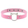 1 Pcs Women Black Synthetic Leather Sexy Collar With Cat Spike Choker Buckle Goth Alternative Thin Gothic Necklace Studded Punk
