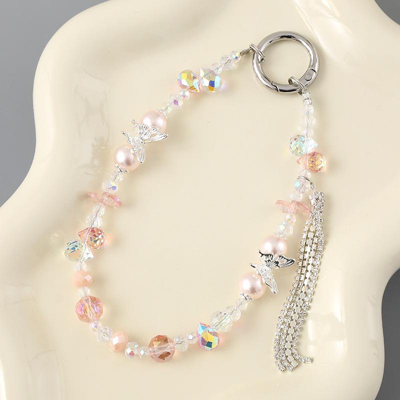 New Pearl Bow Beaded Pendant Phone Case Charm Wrist Strap Lanyard