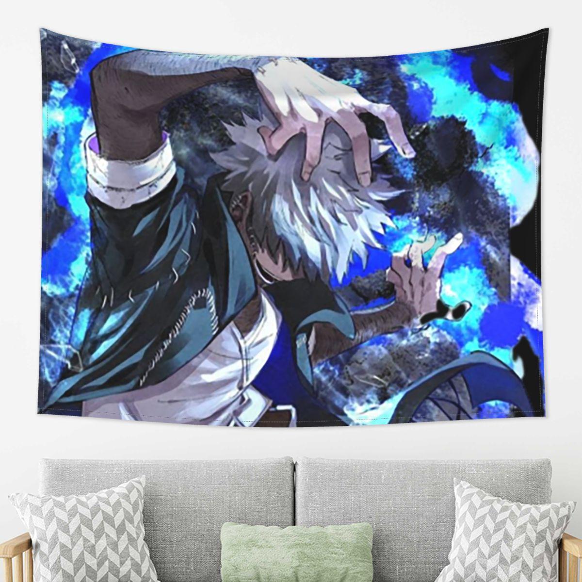

My Hero Academia Dabi Anime Manga MHA Blueflame Tapestry Wall Hanging Aesthetic Home Decoration Tapestries Living Room Bedroom 74x94cm(29x37in)