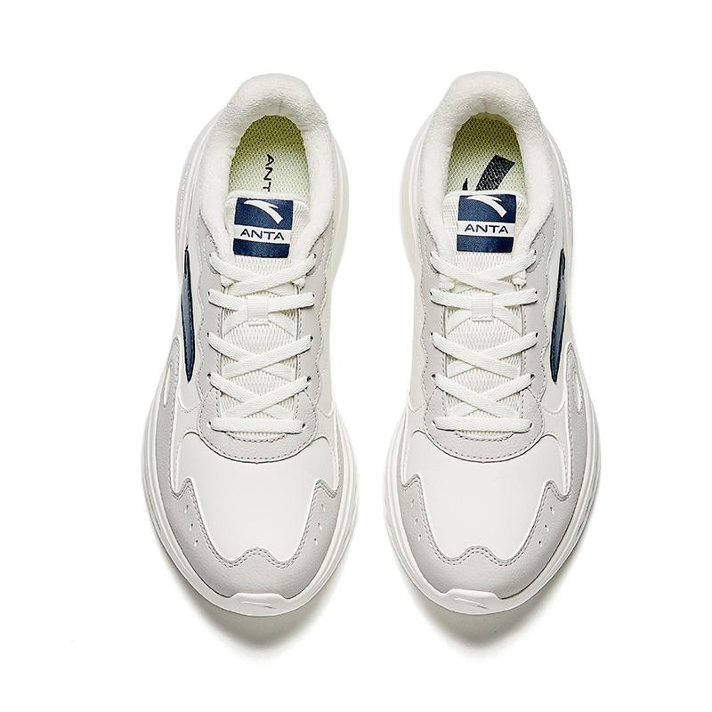 Anta Comfortable Plush Non-Slip Warm Low-Top Running Shoes Men Sneakers White Gray Blue 912445571-11