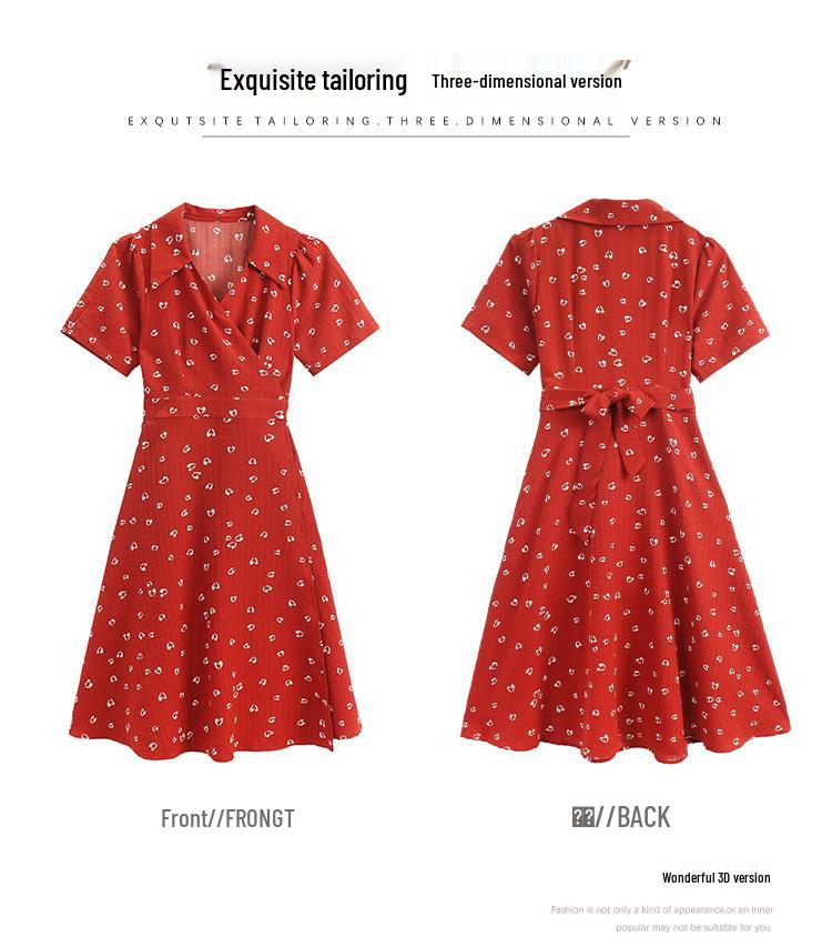 Plus Size Red Summer Dress for Pear-Shaped Women - Slimming Tea Break Style