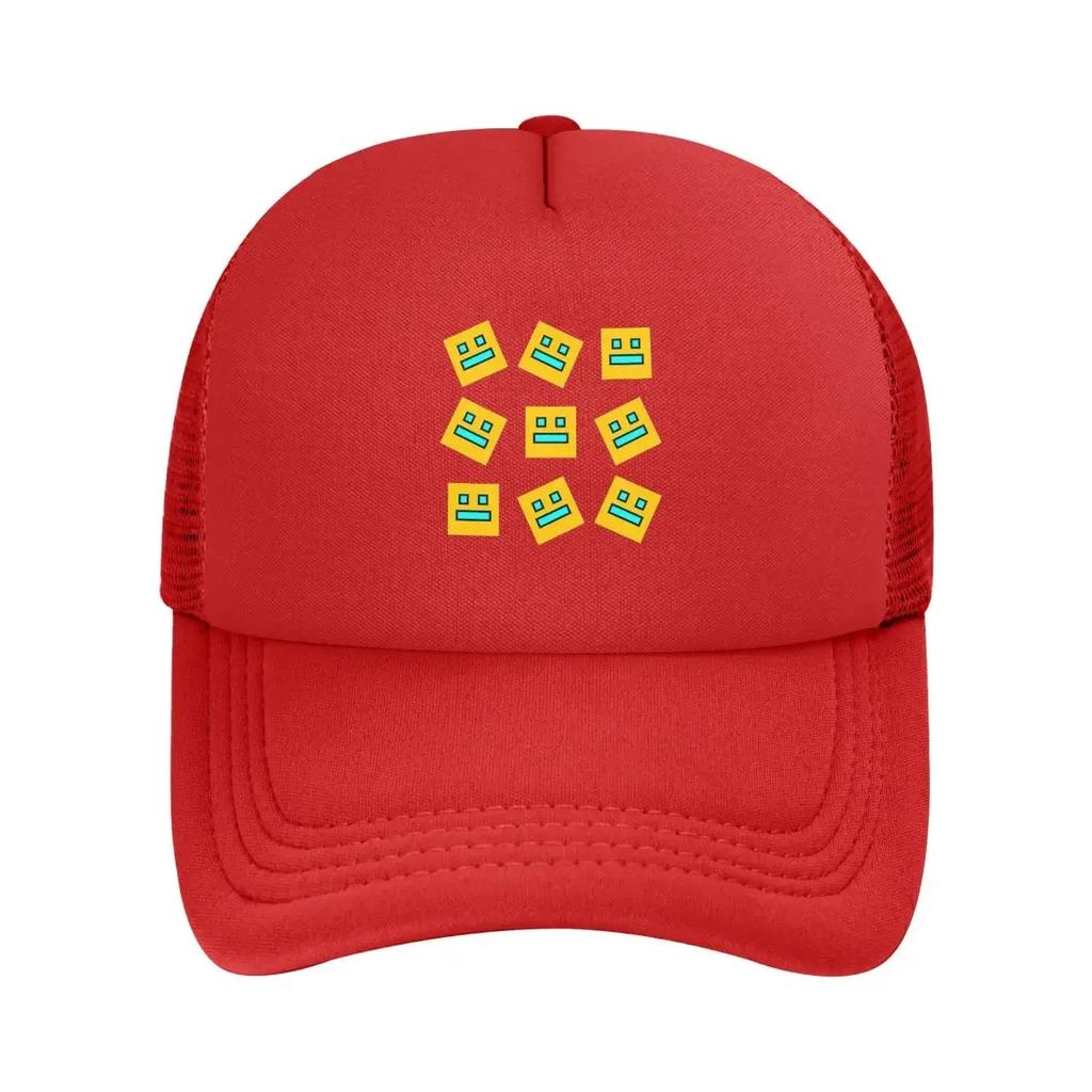 Video Game Geometry Dash Mesh Baseball Caps Snapback Fashion Baseball Hats Breathable Casual Casquette Outdoor Unisex