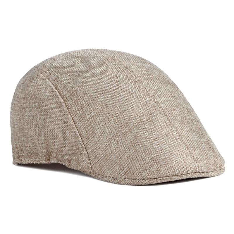 Simple Plain Imitation Linen Beret British Retro Summer Breathable Peaked Cap for Middle-Aged and Elderly People