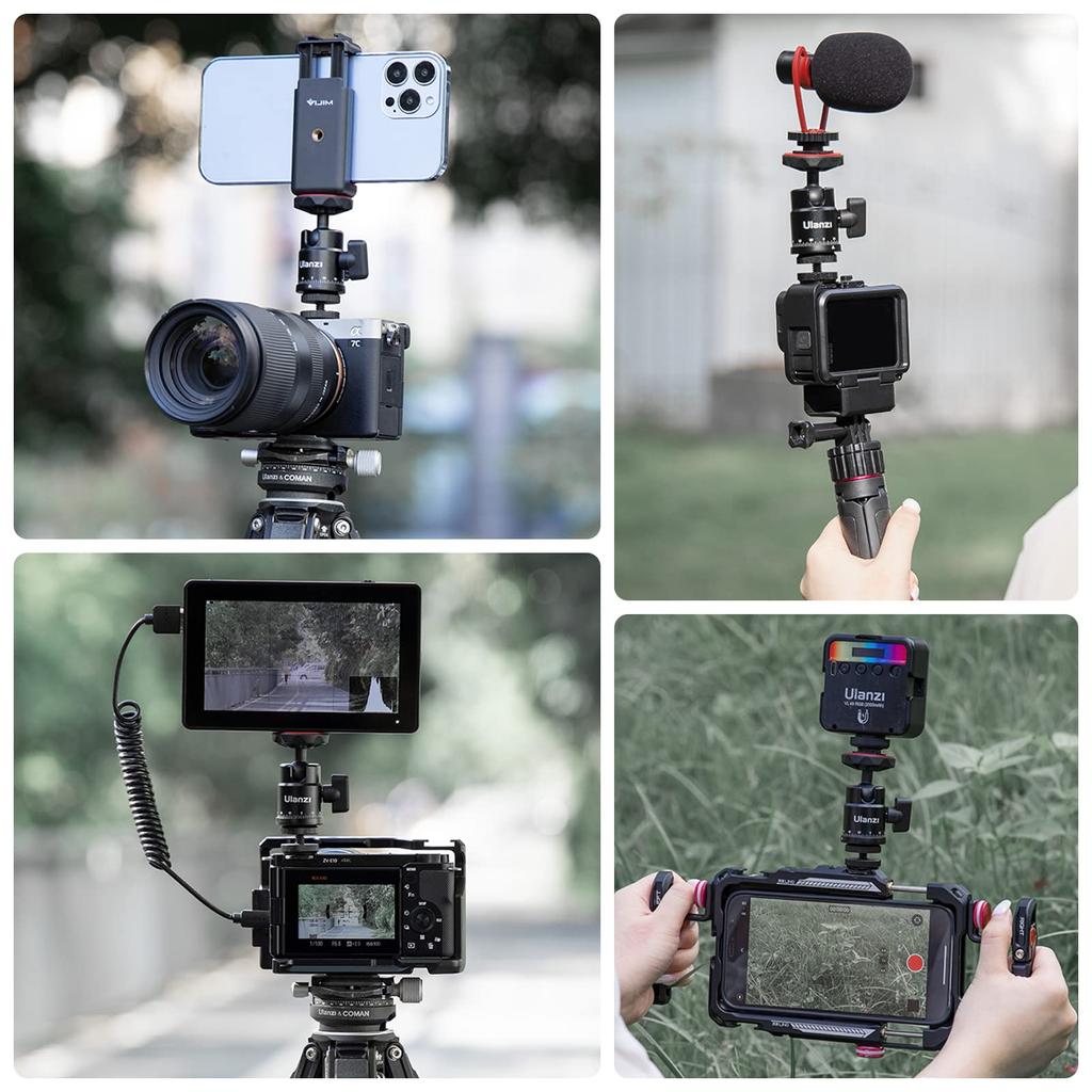 Ulanzi Ball Panoramic Tripod Head for Screw with Cold Shoe 5kg Weight for and SLR Cameras Head, Free-Mounting Cameras, 360° Rotation, 1/4" Mount,