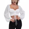 2026 Spring European & American Women's Half-Open Collar Slim-Fit Solid Color Shirt - Sexy Socialite Style