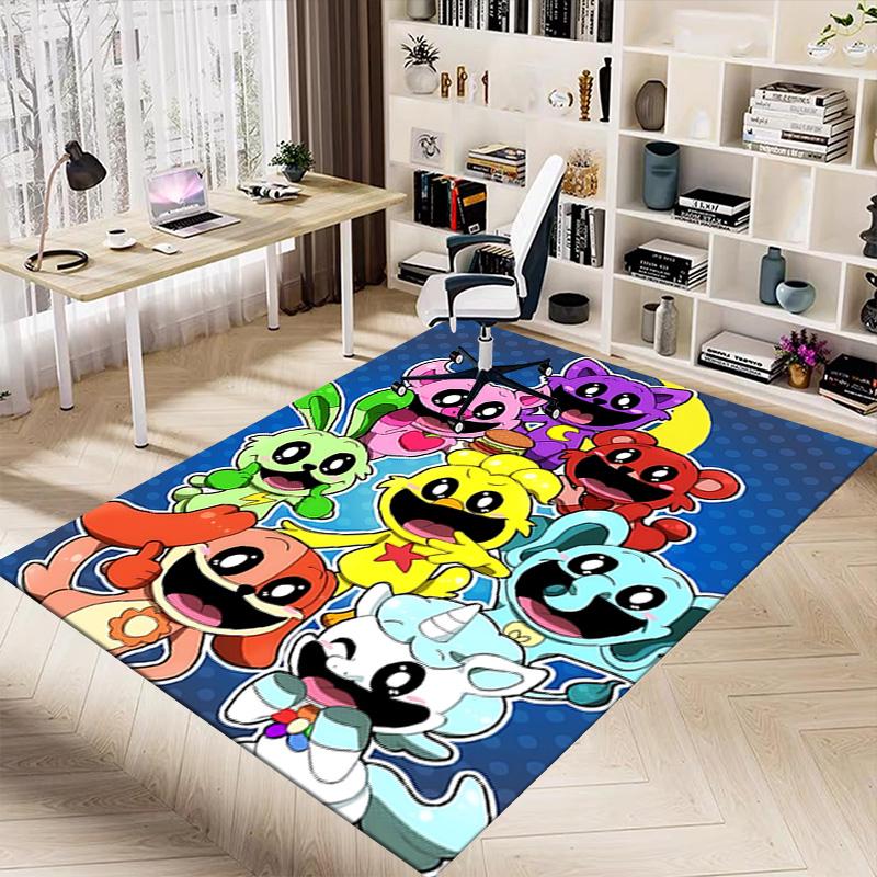 Happy Cartoon Characters Carpet For Playroom Bedroom Living Room Sofa Home Decorkids Game Area Rug Nonslip Floor Mat