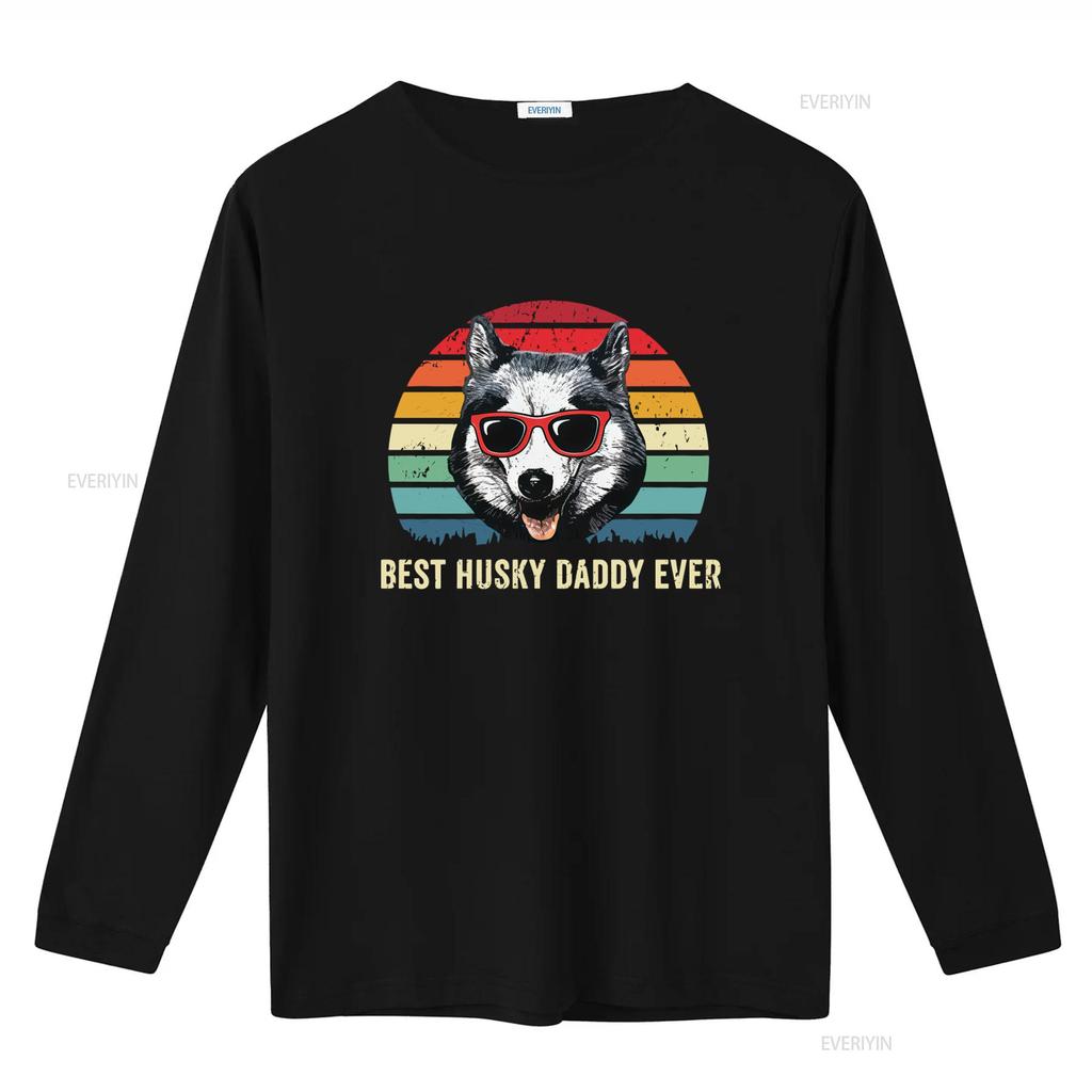 Best Husky Daddy Ever Retro Style T Shirt Siberian Print for Dog Lovers Perfect from Son Daughter vintage Washed Stretched