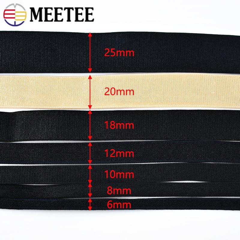 Meetee 5/10/20M 6-30mm Elastic Band Spandex Underwear Stretch Webbing Tape Clothes Drawstring Strap Bra DIY Garment Belt Bands