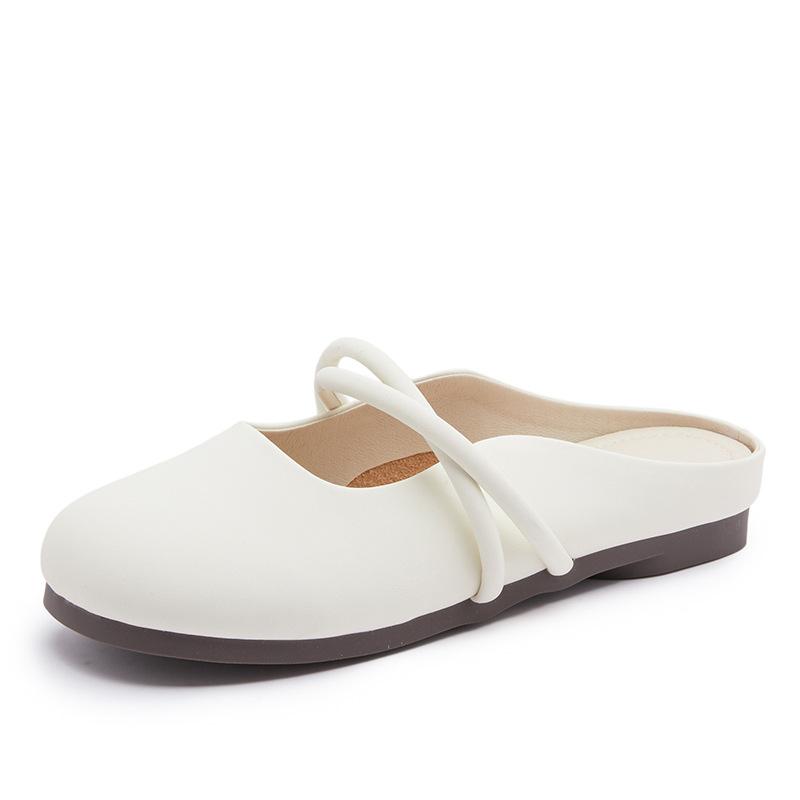 

Half slippers female new model 2025 summer wear fairy wind half bag head single shoes go out soft sole one pedal sandals 35